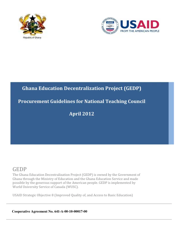 Ghana education decentralization project (GEDP) : procurement guidelines for National Teaching Council