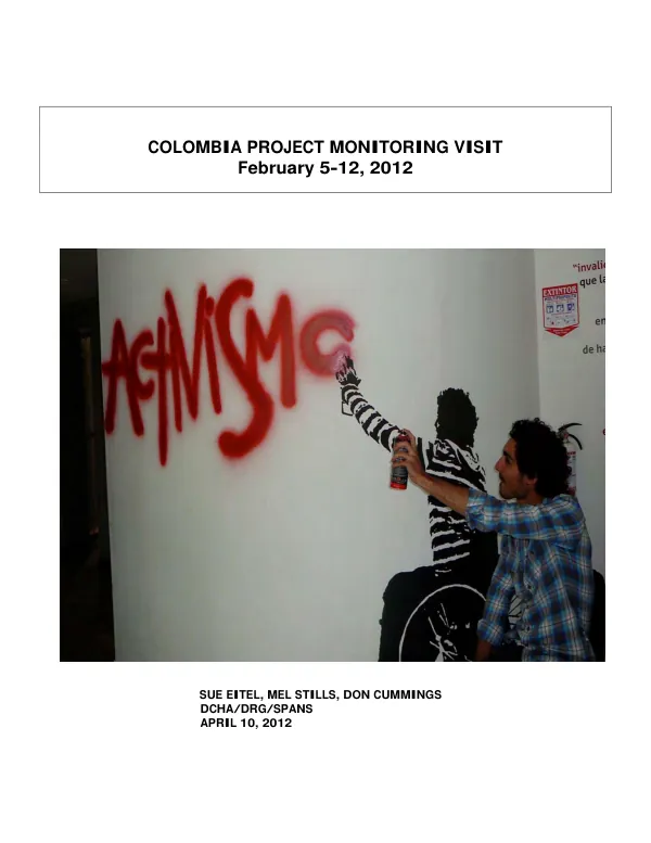 Colombia project monitoring visit, February 5-12, 2012
