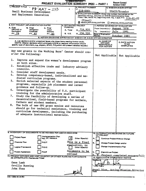 Performance evaluation of the FamiSalud project