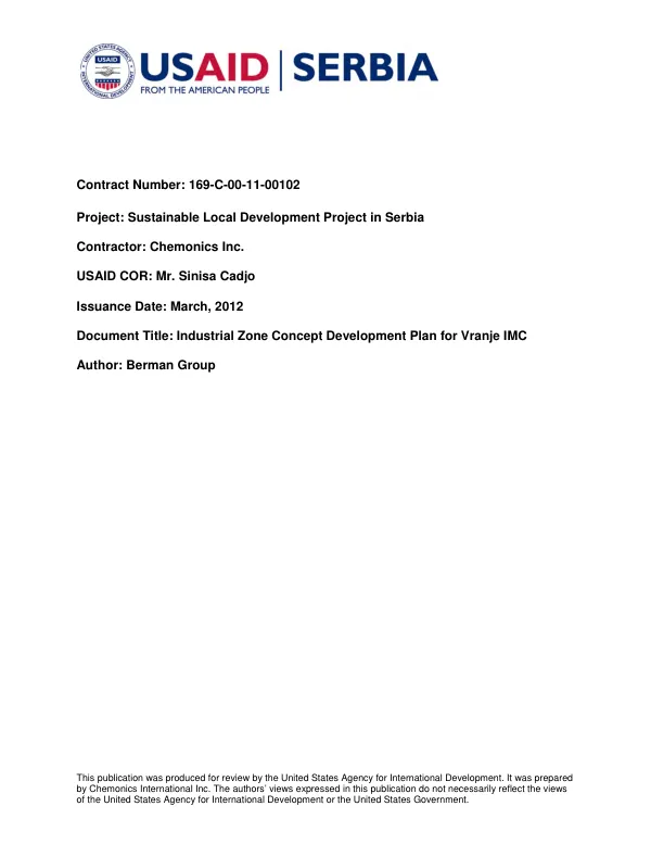 Industrial zone concept development plan for Vranje IMC