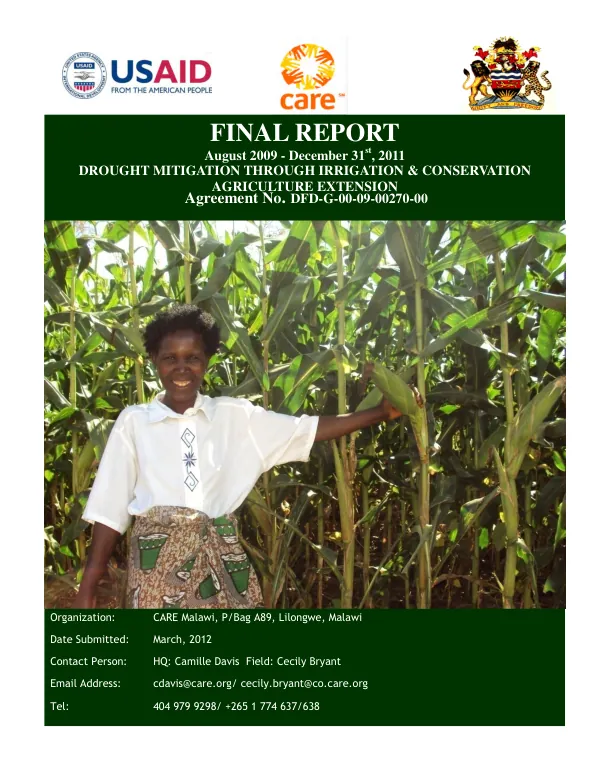 Final report : August 2009-December 31st, 2011 -- drought mitigation through irrigations & conservation agriculture extension