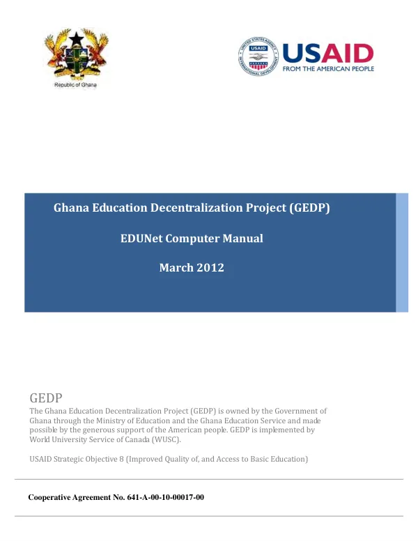 Ghana education decentralization project (GEDP) : EDUNet computer manual