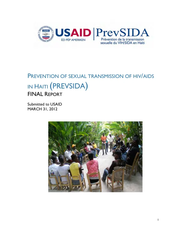 Prevention of sexual transmission of HIV/AIDS in Haiti (PrevSIDA) : final report