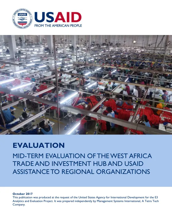 Mid-term evaluation of the West Africa trade and investment hub and USAID assistance to regional organizations