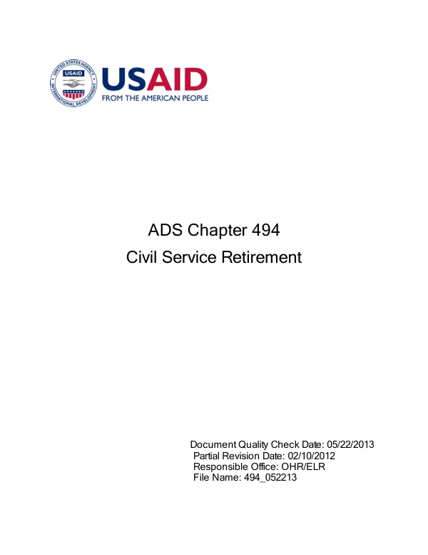 ADS chapter 494 : civil service retirement