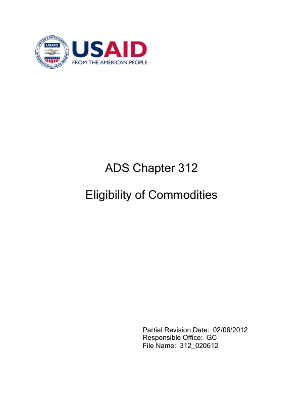 ADS chapter 312 : eligibility of commodities