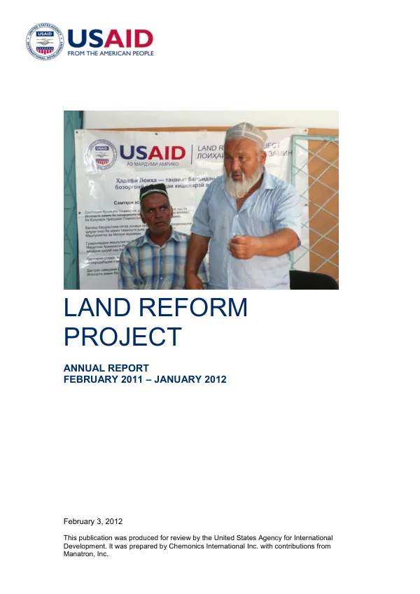 Land reform project : annual report, February 2011-January 2012