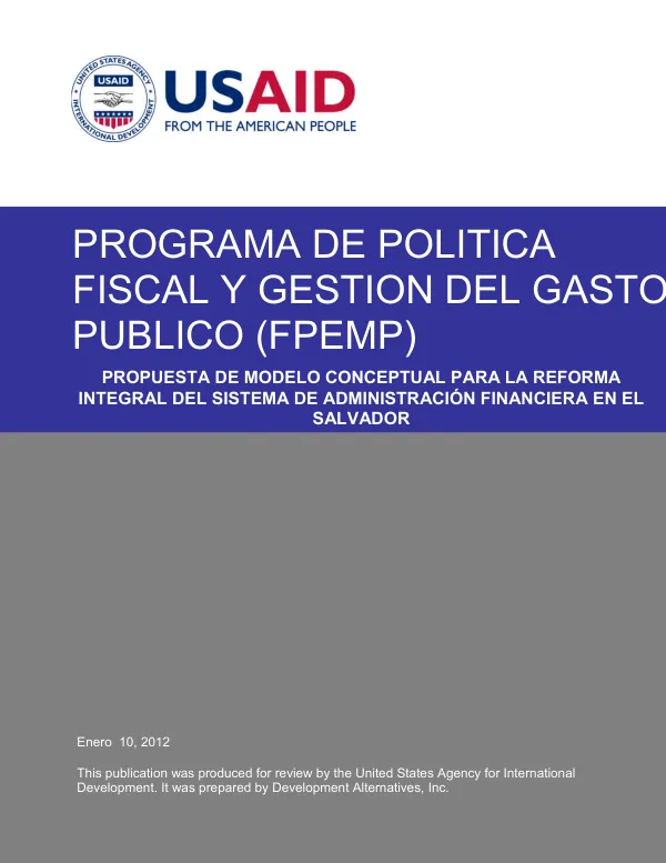 Propuesta de modelo conceptual para la reforma integral del sistema de administración financiera en El Salvador