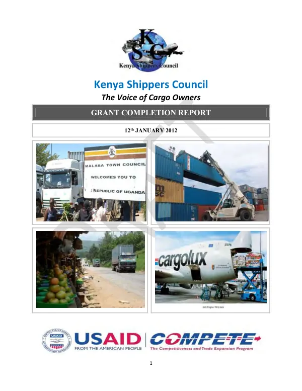 Kenya Shippers Council (KSC) : the voice of cargo owners : grant completion report : 12th January 2012