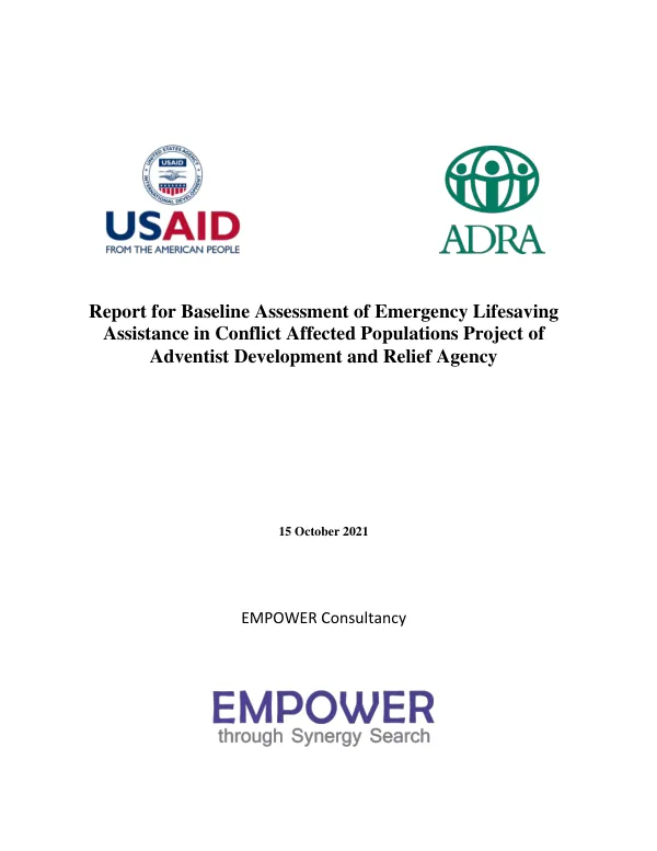 Emergency Life-Saving Assistance to Conflict-Affected Population (ELACAP) Baseline Report