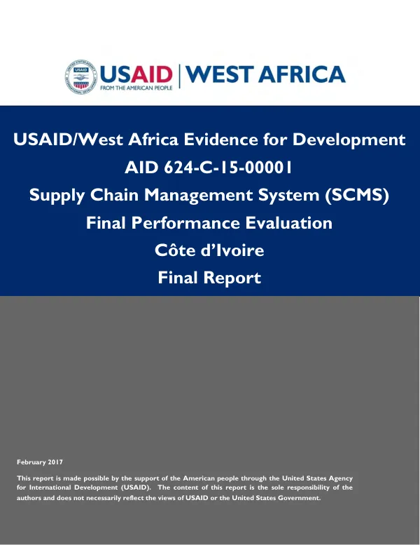 Supply chain management system (SCMS) : final performance evaluation : Cote d'Ivoire final report