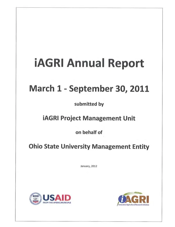 IAGRI annual report, March 1-September 30, 2011