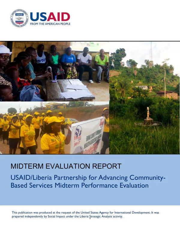 USAID/Liberia partnership for advancing community-based services midterm performance evaluation : midterm performance report