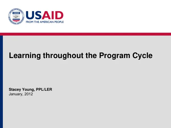 Learning throughout the program cycle