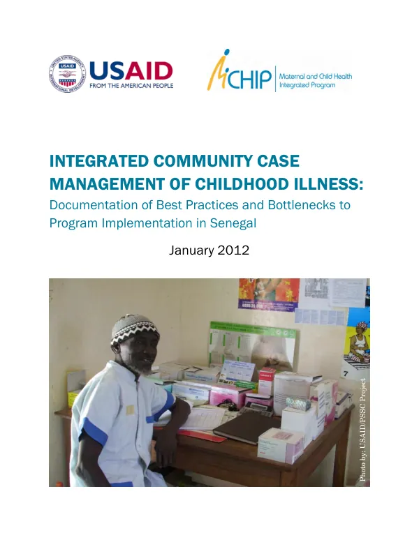 Integrated community case management of childhood illness : documentation of best practices and bottlenecks to program implementation in Senegal
