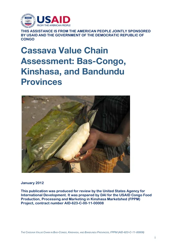 Cassava value chain assessment : Bas-Congo, Kinshasa, and Bandundu Provinces