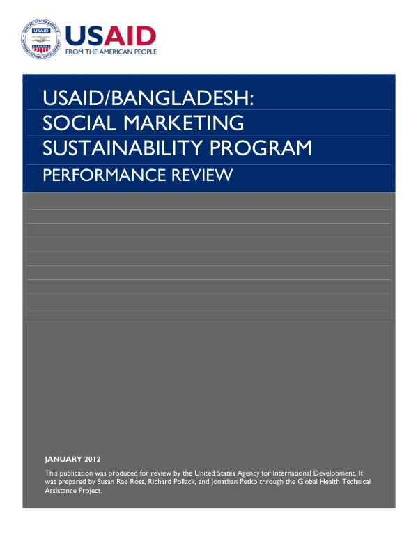 USAID/Bangladesh : social marketing sustainability program : performance review