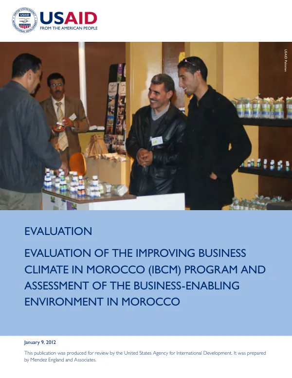 Evaluation of the improving the business climate in Morocco (IBCM) program and assessment of the business-enabling environment in Morocco