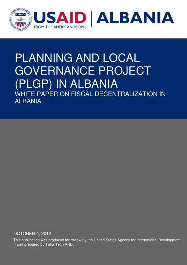 White Paper on Fiscal Decentralization in Albania