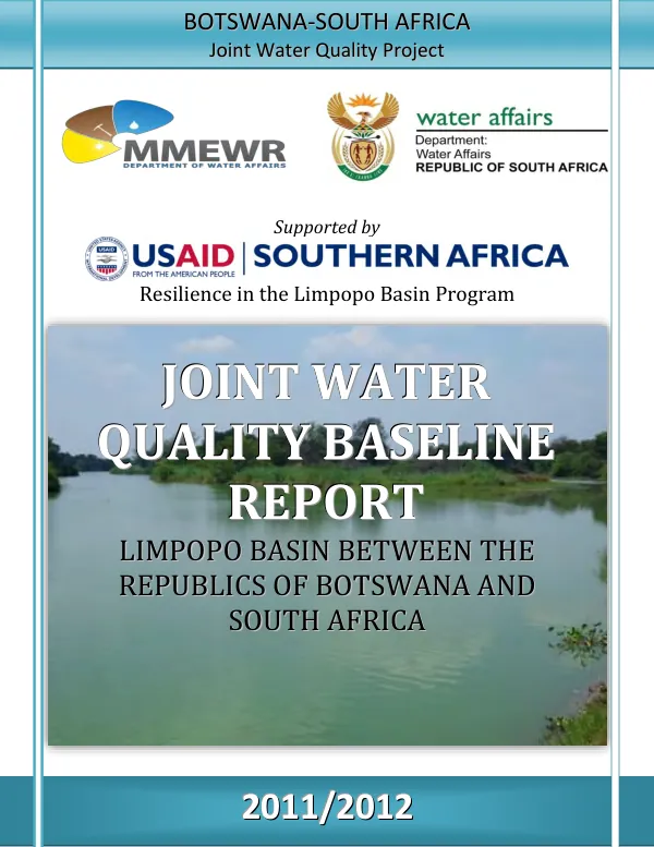 Joint water quality baseline report : Limpopo Basin betwenn the Republics of Botswana and South Africa