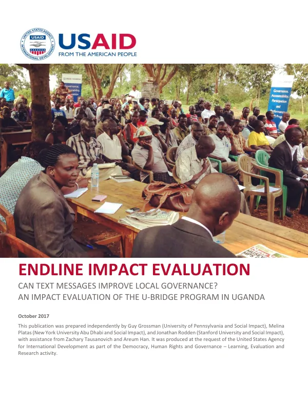 Can text messages improve local governance? : an impact evaluation of the U-bridge program in Uganda