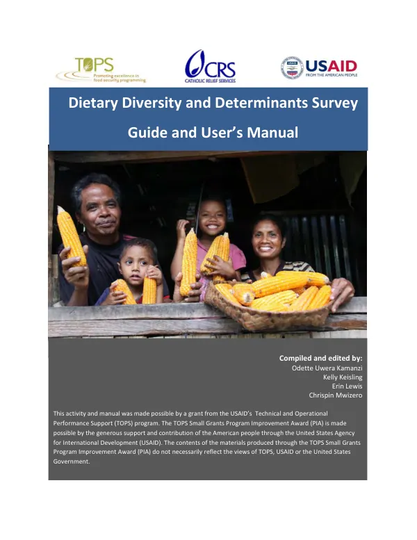 Dietary diversity and determinants survey guide and user"s manual