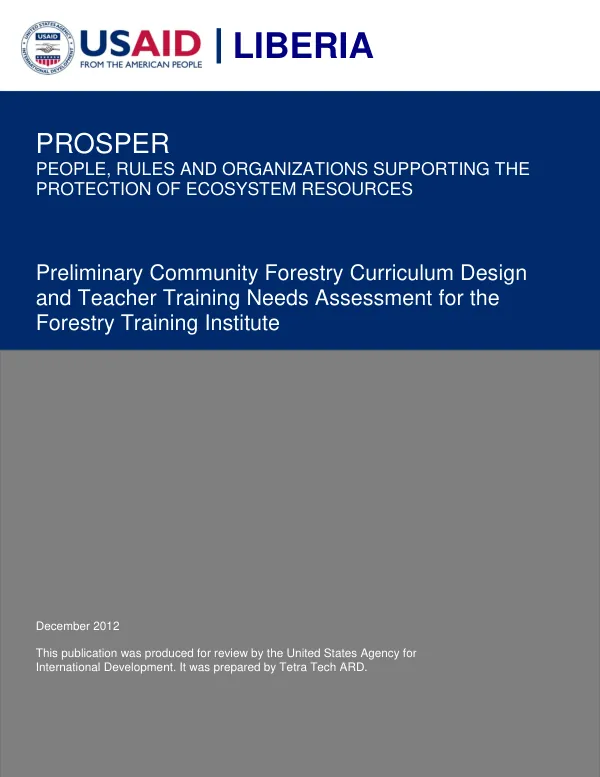 Preliminary Community Forestry Curriculum Design and Teacher Training Needs Assessment for the Forestry Training Institute
