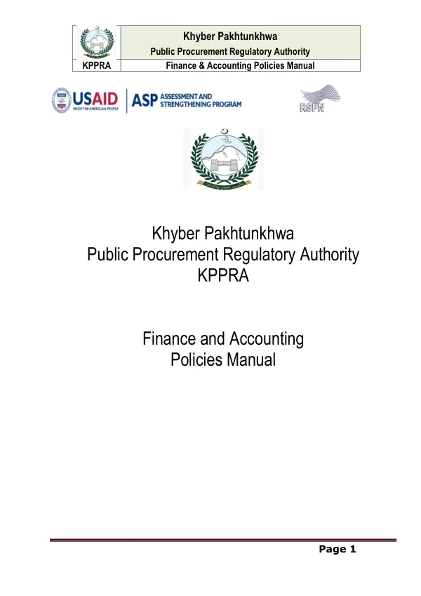 Financial Management Manual- Public Procurement Regulatory Authority Khyber Pakhtunkhwa Pakistan