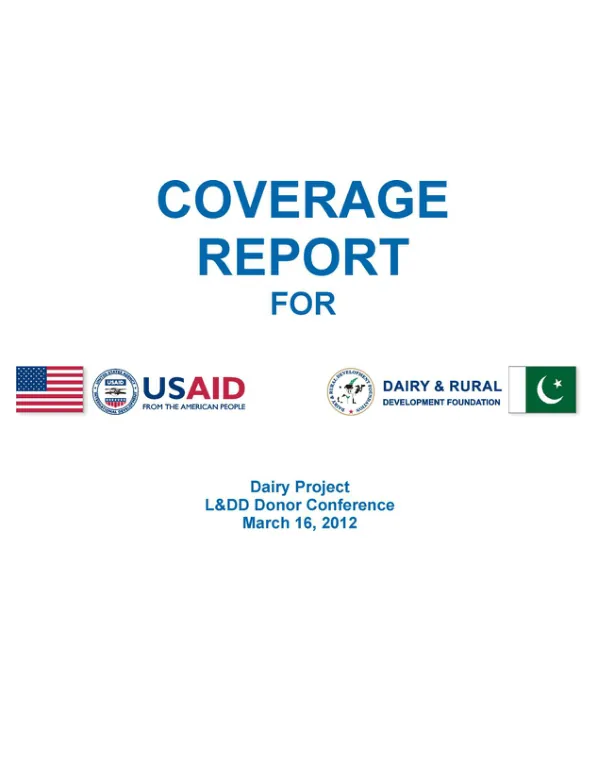 Media Coverage: Dairy Project, L&DD hosts Donors" Conference