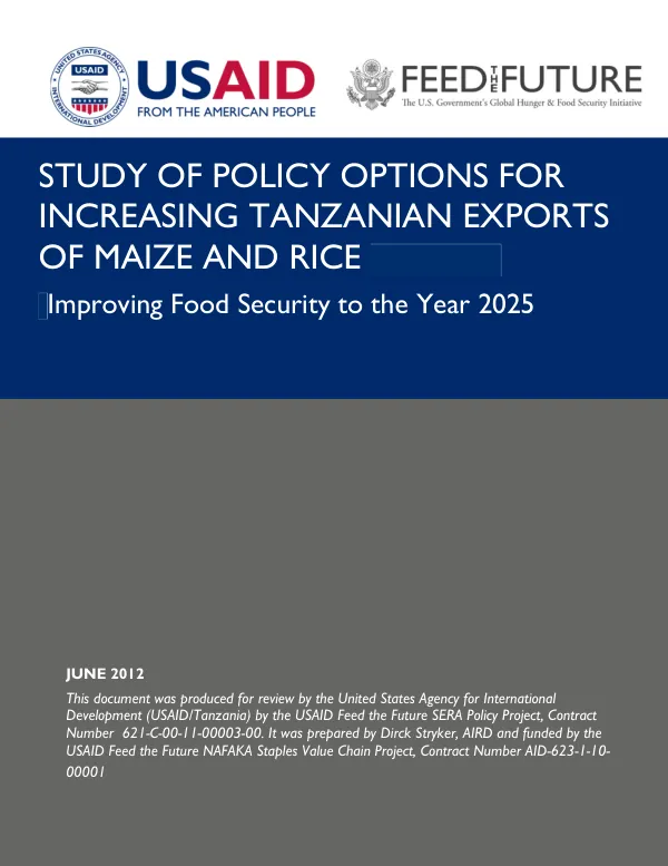 NAFAKA Study of Policy Options for Increasing Tanzanian Exports of Maize and Rice