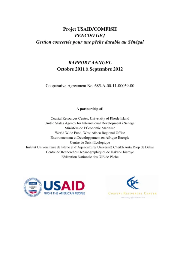 RAPPORT ANNUEL Octobre 2011 à Septembre 2012