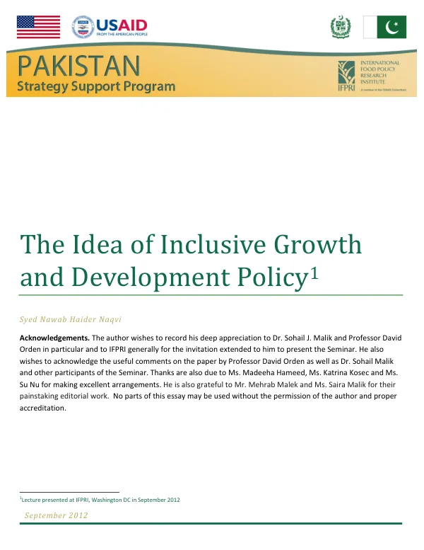 The Idea of Inclusive Growth and Development Policy