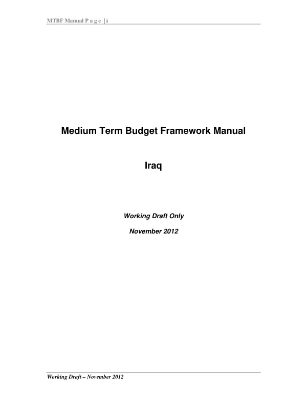 Medium Term Budget Framework Manual