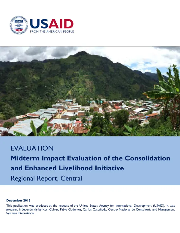 Midterm impact evaluation of the consolidation and enhanced livelihood initiative : regional report, Central