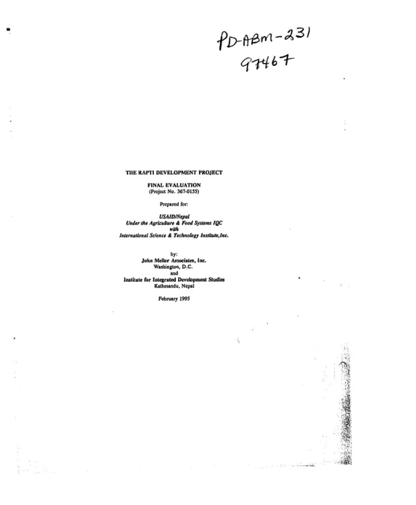 Rapti development project : final evaluation (project no. 367-0155)