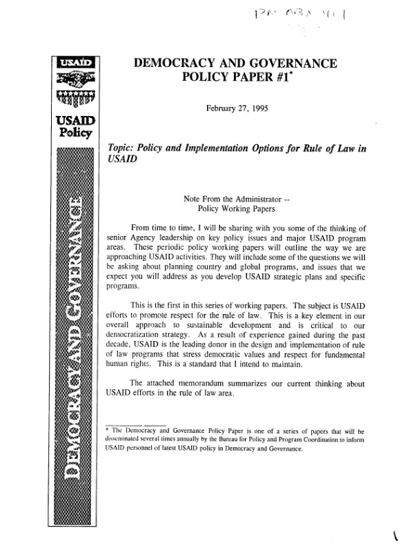 Policy and implementation options for rule of law in USAID