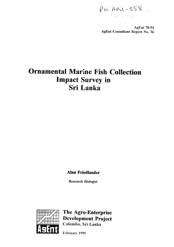 Ornamental marine fish collection : impact survey in Sri Lanka