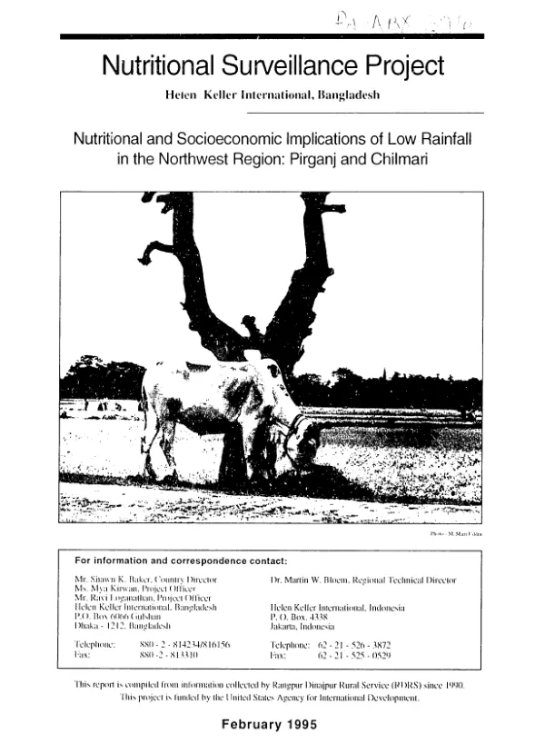 Nutritional and socioeconomic implications of low rainfall in the northwest region : Pirganj and Chilmari