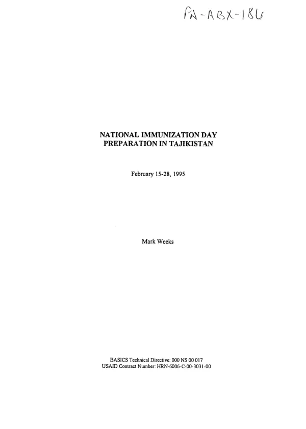 National Immunization Day preparation in Tajikistan -- February 15-28, 1995