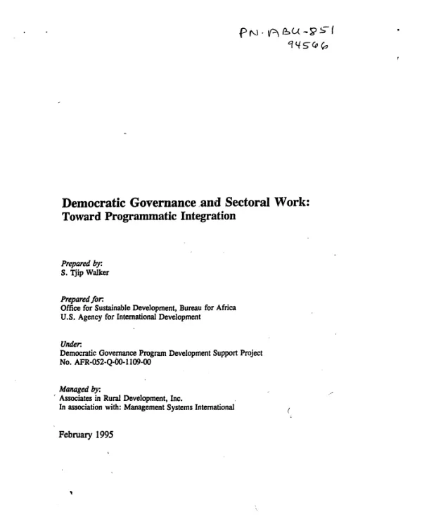 Democratic governance and sectoral work : toward programmatic integration
