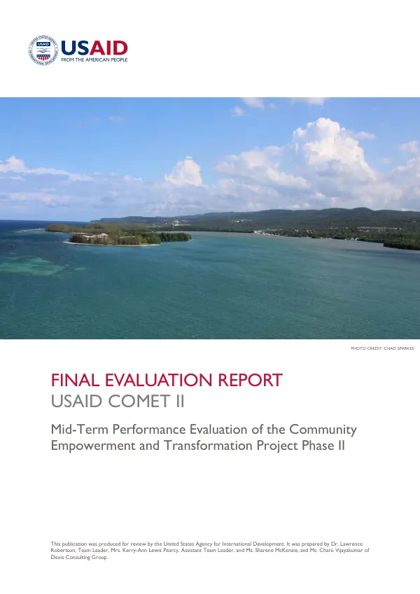 Final evaluation report USAID COMET II : mid-term performance evaluation of the community empowerment and transformation project phase II