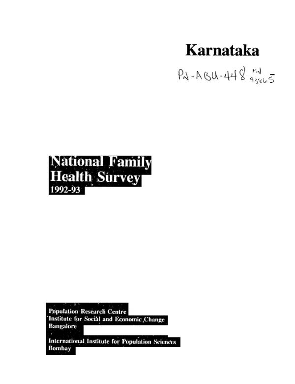 National family health survey (MCH and family planning) : Karnataka -- 1992-93