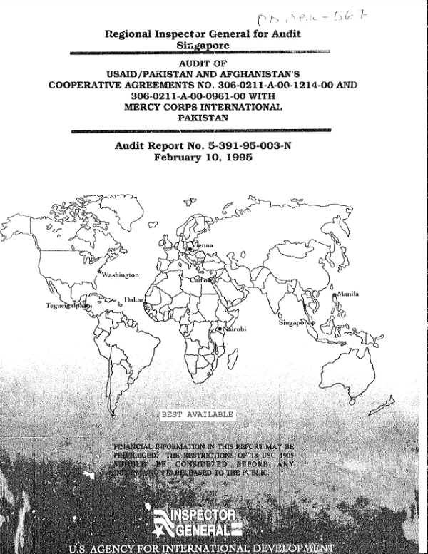 Audit of USAID/Pakistan and Afghanistan"s cooperative agreements no. 306-0211-A-00-1214-00 and 306-0211-A-00-0961-00 with Mercy Corps International Pakistan
