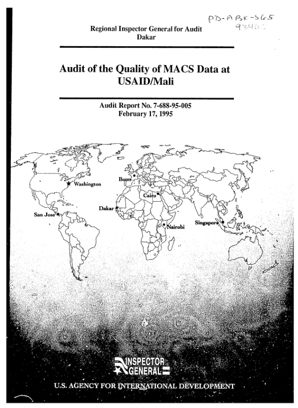 Audit of the quality of MACS [mission accounting and control system] data at USAID/Mali