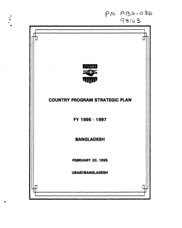 Country program strategic plan, FY 1995-1997 : Bangladesh