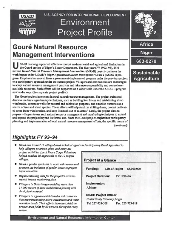 Goure natural resource management interventions : Africa, Niger, 683-0278