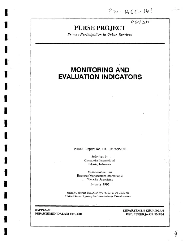 Monitoring and evaluation indicators