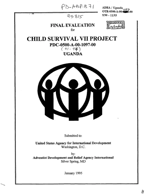 Final evaluation for child survival VII project : PDC-0500-A-00-1097-00 -- Uganda