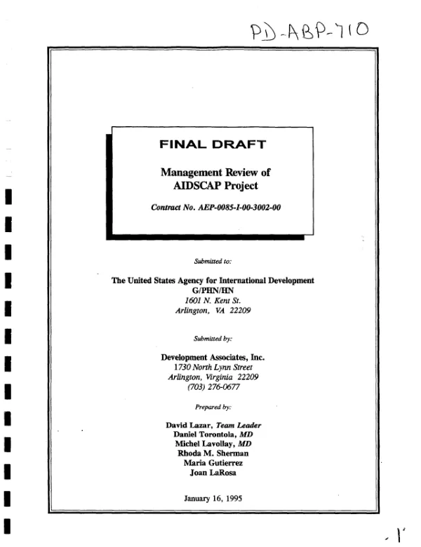 Management review of AIDSCAP project
