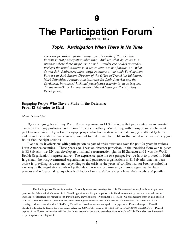 Participation when there is no time